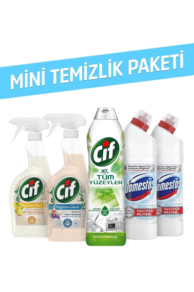 2. Cif ve Domestos yani bir evin iki vazgeçilmezi buluşmuş harika bir temizlik seti hazırlamış. Üstelik o set de indirime girmiş. Daha ne olsun?