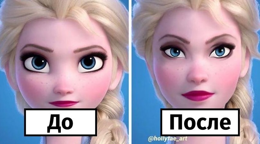 Художница показывает, как бы выглядели 10 принцесс Диснея с реалистичными пропорциями лица