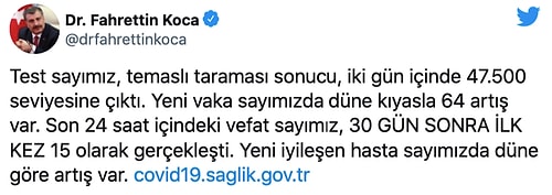 Bakan Koca Türkiye'nin Korona Tablosunu Paylaştı: 15 Kişi Hayatını Kaybetti, 963 Yeni Vaka