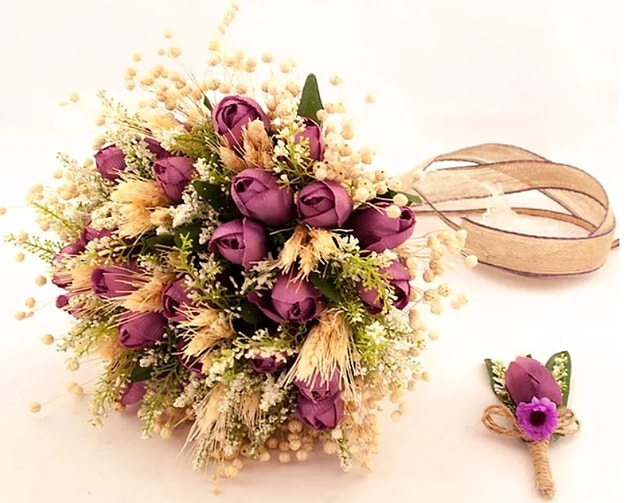 8. Çok şık bir gelin buketi ve damat çiçeği...