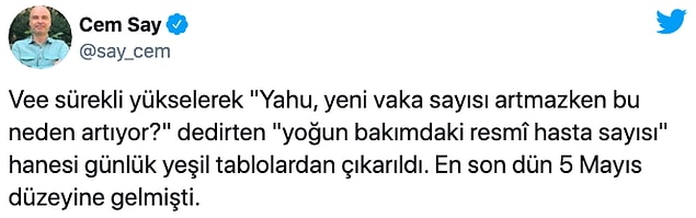 Yoğun bakım ve entübe hastaların grafikten çıkarılmasına sosyal medyadan eleştiriler geldi...