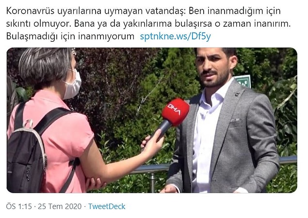 16. "Bulaşmadığına inanıyorum."