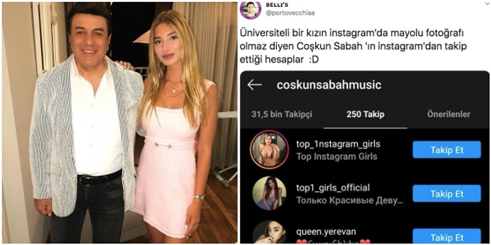 Coşkun Sabah Bikinili Poz Yüzünden Kızının Instagram'ını Kapattığını Söyledi Ama Kendisinin Takip Ettiği Hesaplar da Şaşırttı