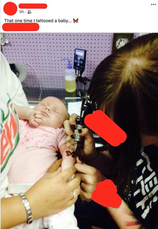 3. Bebeğine dövme yaptıran bir anne ve ona dövme yapmayı kabul edip bunu yayınlayan bir dövme sanatçısı...
