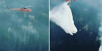 Orman Yangınına Nokta Atışı Müdahale Eden Helikopter Pilotunun Muhteşem Anları