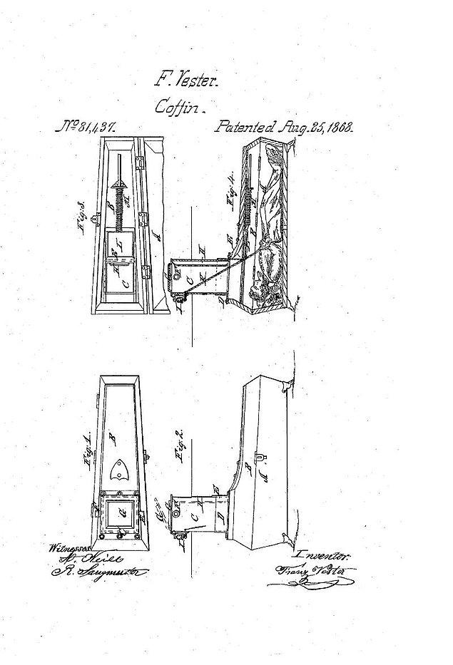 1. 1868 yılında patenti alınan bu tabut, kayıtlara Improved Burial-Case olarak geçiyor.