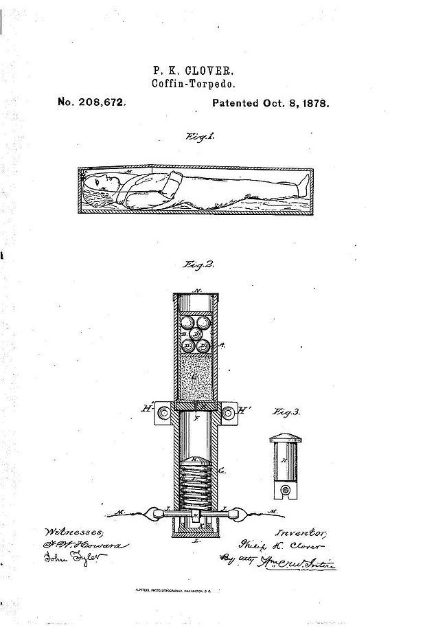 5. 1878 yılında icat edilen Bobytrap Coffin Torpedo, mezar soyguncularına bir takım tuzaklı düzenek sunuyor.