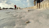 Beyaz Cennet Pamukkale'de İçler Acısı Manzara: Travertenlerin Üzerine Maskeler Atıldı