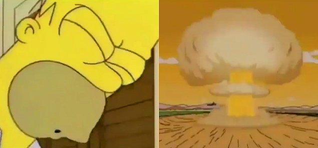 Patlamanın tahmin edildiği iddia edilen videoda, Homer, havai fişek aldıktan sonra fitilini ocakta yakıyor. Sonrasında ise büyük bir patlama meydana geliyor.
