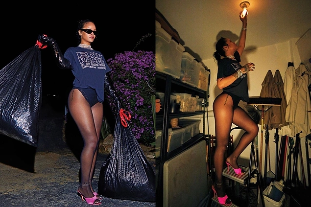 4. Rihanna Harper's Bazaar dergisi için çöp atarken ve ampul değiştirirken verdiği pozlarla yine ortalığı yaktı geçti!