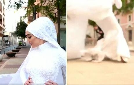 Beyrut'ta Sokakta Düğün Fotoğrafı Çekilirken Patlamanın Ortasında Kalan Gelin ve O Korku Dolu Anlar!