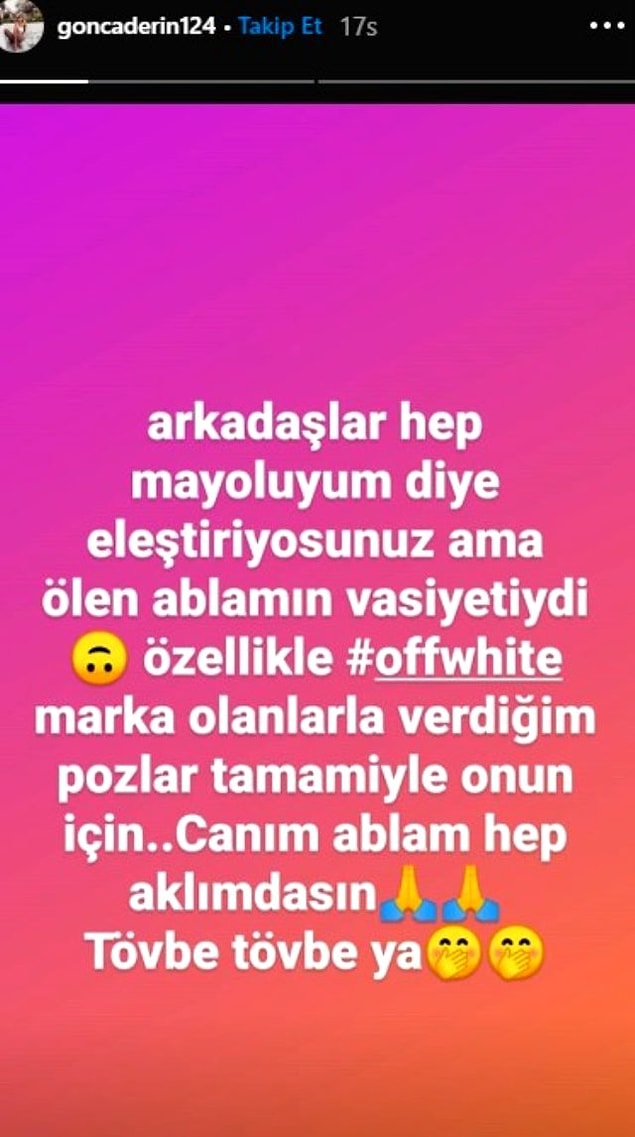 Üstüne bir de eşinin eski eşi Gonca Derin de imalı bir gönderme yaptı: