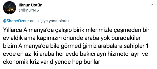 Gurbetçiler de bunu kabul etmeyip Türkiye'deki insanların kendilerinden daha iyi yaşam şartlarına sahip olduklarını söyleyerek ekonomik kriz olduğuna inanmıyor.