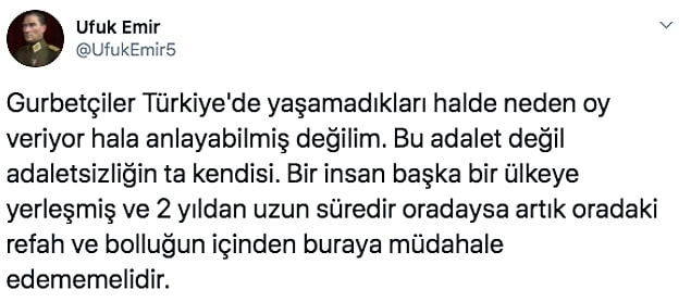 Tüm yapılan bu tartışmalar da "gurbetçiler oy kullanmasın!" sonucuna bağlanıyor. Hatta bir tık daha ileri giderek Türk vatandaşlığından çıkarılmaları gerektiğini düşünenler bile mevcut.