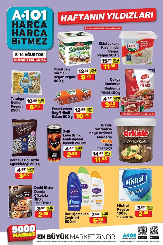 Haftanın yıldızları ürünleri 8-14 Ağustos arasında Cuma ve Cumartesi günleri geçerli.