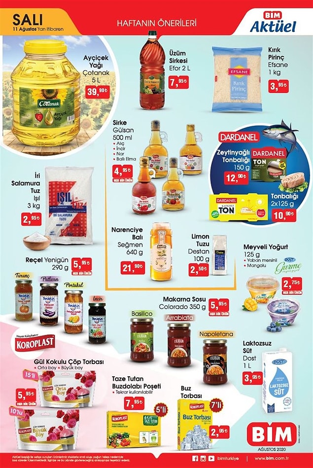 BİM'de Salı günü temel gıda ürünlerinde indirimler var.