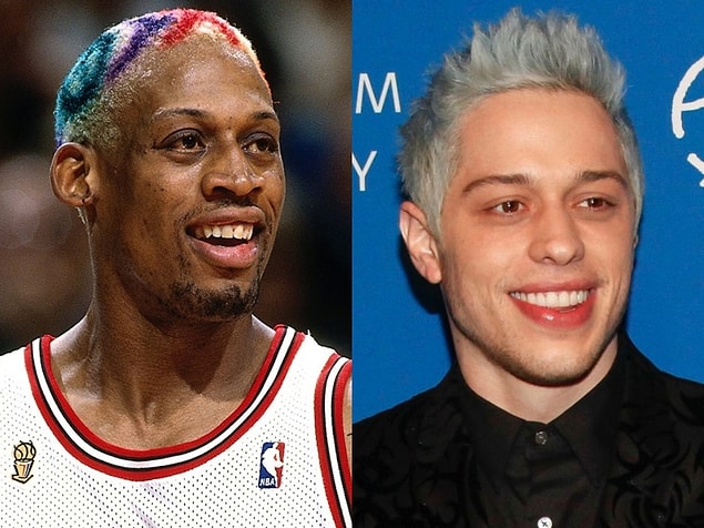 5. İkonik eski basketbolcu Dennis Rodman ve Ariana Grande'nin eski nişanlısı olarak tanıdığımız Pete Davidson sima olarak neredeyse ikiz gibi.
