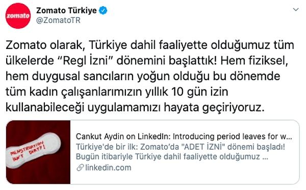 Ardından Zomato Türkiye’nin resmi Twitter hesabı ve Türkiye Ülke Müdürü Cankut Aydın da bu uygulamanın Türkiye dahil, faaliyette bulundukları tüm ülkelerde hayata geçirileceğini açıkladı.