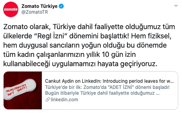 Ardından Zomato Türkiye’nin resmi Twitter hesabı ve Türkiye Ülke Müdürü Cankut Aydın da bu uygulamanın Türkiye dahil, faaliyette bulundukları tüm ülkelerde hayata geçirileceğini açıkladı.