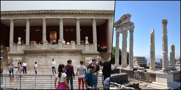 4. Eh az önce okuduğunuz gibi Almanlar kendilerine boş yere bir Bergama müzesi açmamışlar, buyurun bu da Milet'ten Traianus Tapınağı'nın ön cephesi...