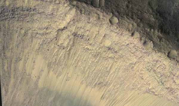 Mars'ta suyun olduğunu kanıtlayan hareketler;