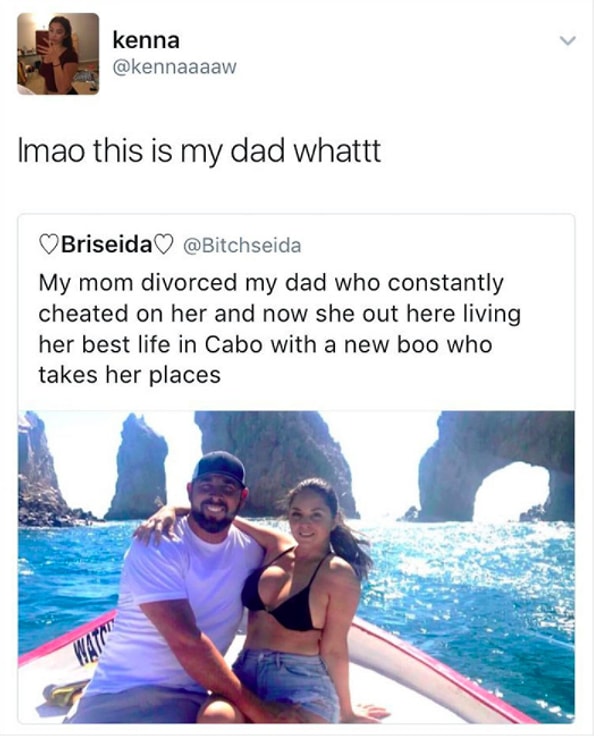 Но вскоре все внимание привлек один комментарий. Смущенная девочка по имени Кенна ответила, что на снимке запечатлен ее отец.