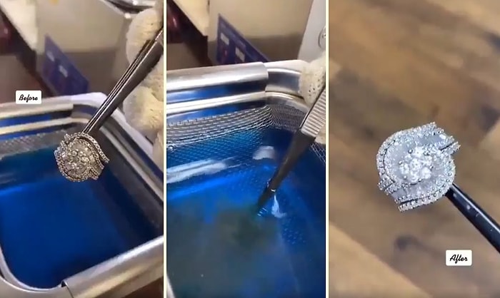 Ultrasonik Su Banyosunda Temizlenen Yüzüğün Terapi Etkisi Yaratan Görüntüleri