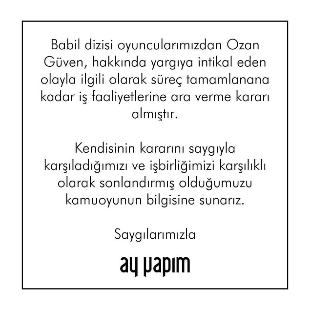 6. Ay Yapım'dan, Ozan Güven ile ilgili bir açıklama geldi!