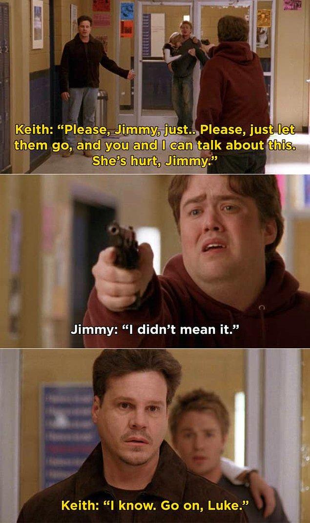 12. 'One Tree Hill'de, Jimmy'nin okula silah getirmesi ve üzücü bir şekilde Jimmy ve Keith'in öldüğü sahne.
