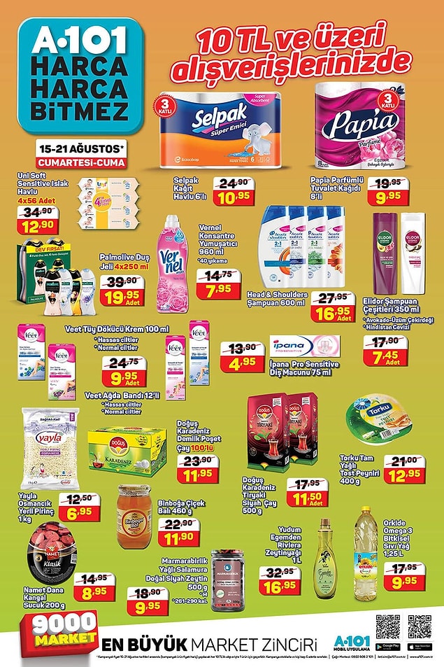 Buradaki indirimler ise 10 TL ve üzeri alışverişlerinizde geçerli.