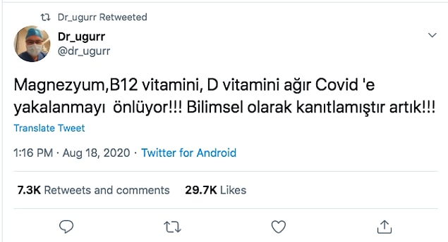 2. "Magnezyum, B12 ve D vitaminlerinin Covid-19'un ağır geçmesini önlediğinin bilimsel olarak kanıtlandığı iddiası"