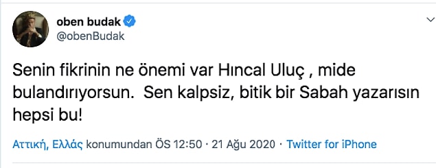 İşte tam da Hıncal Uluç'u unutmuşken, hayatımıza onsuz devam etmenin konforuyla ilerlerken yaptığı bu açıklama çok doğal olarak tepkiyle karşılandı. Bunlar sadece bir kısmı...