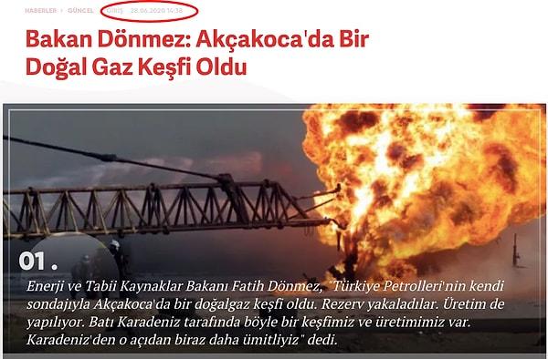 10. Bakan Dönmez: Akçakoca’da bir doğalgaz keşfi oldu (29 Haziran 2020)