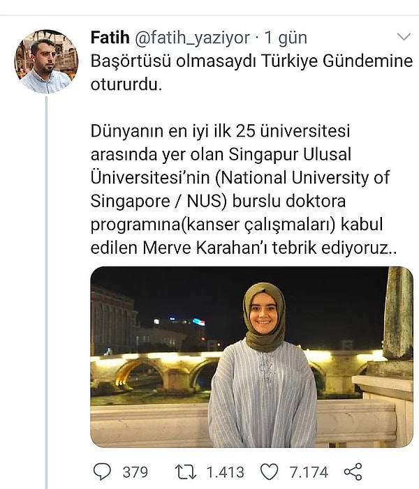 Geçtiğimiz gün Twitter'da Fatih isimli bir birey, başörtüsü üzerinden mağduriyet yaratmaya çalışmış; bu durum sosyal medyada tepkiyle karşılanmıştı.