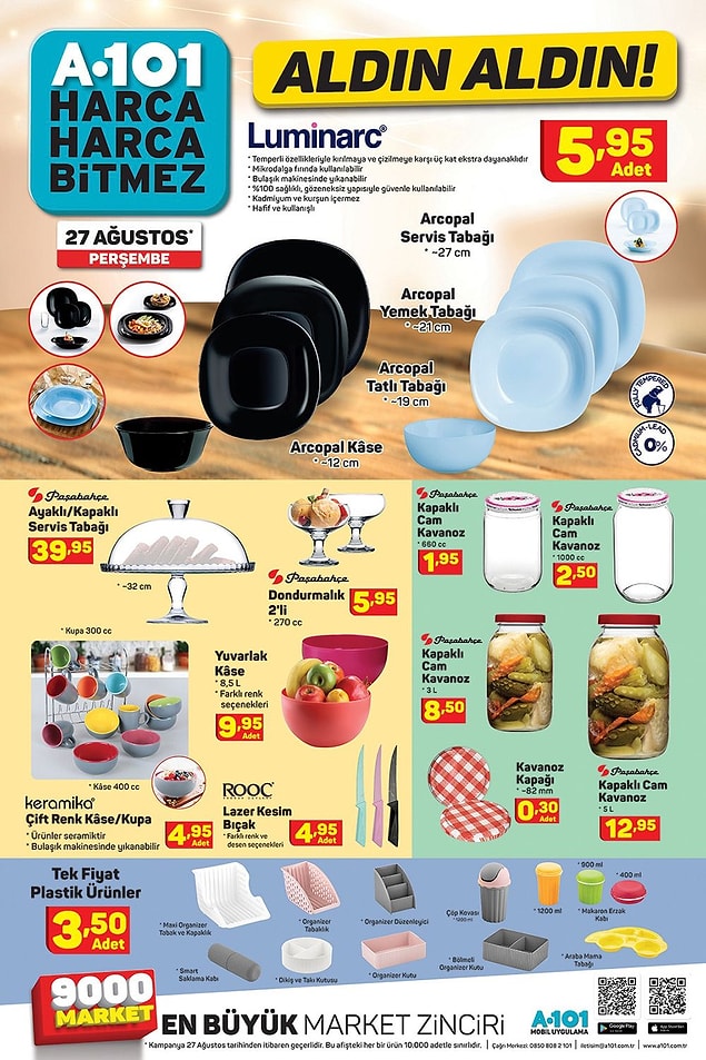 Oldukça şık renklerde Luminarc tabaklar 5,95.