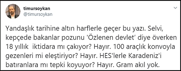 Selvi'nin yazısına sosyal medyadan tepkiler 👇