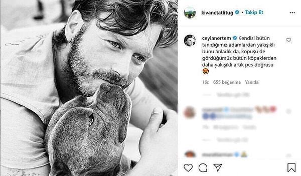 7. Ceylan Ertem, köpeği ile poz veren Kıvanç Tatlıtuğ'un fotoğrafına övgüler yağdırdı!
