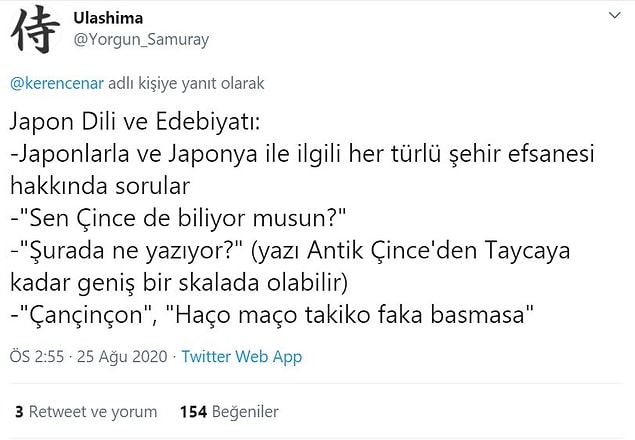 16. Japonca biliyorsan Çince de bilmen gerekiyor!!!!