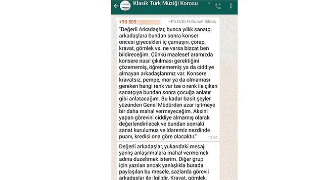 İşte o mesaj: