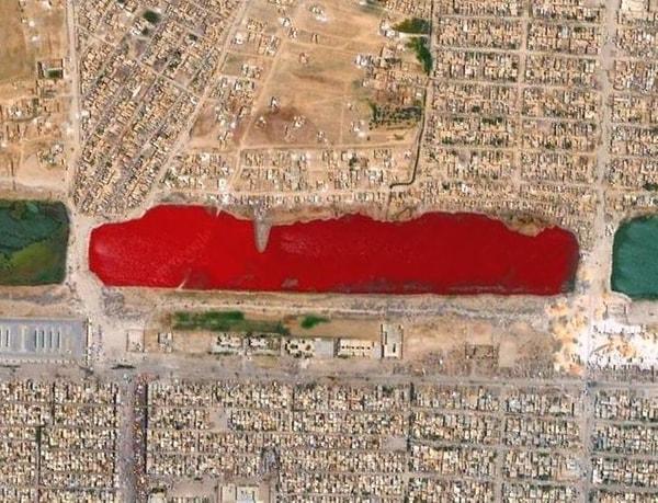 15. Irak'ta kırmızı bir göl.