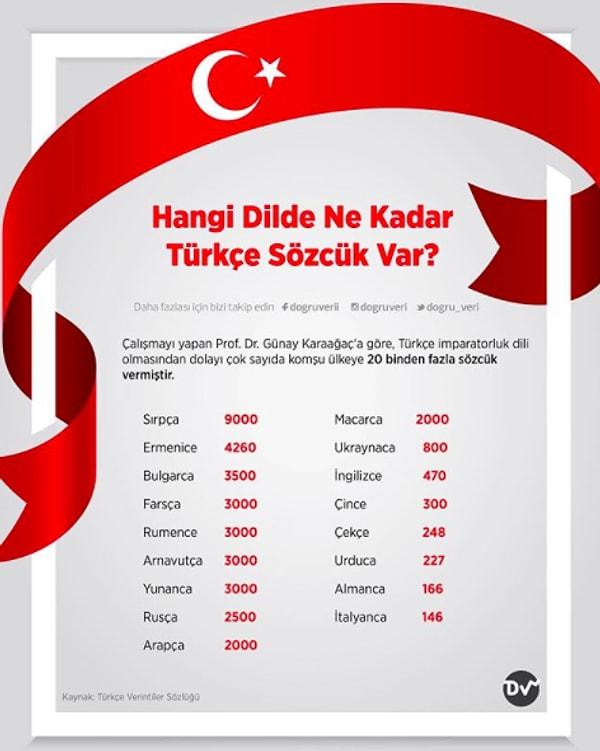 15. Hangi Dilde Ne Kadar Türkçe Sözcük Var?