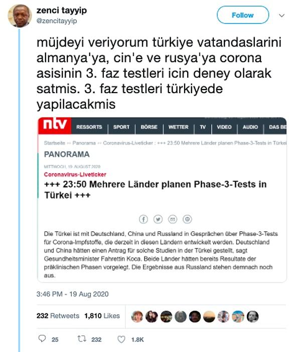 5. "Türk vatandaşlarının aşı çalışmaları için kobay olarak kullanıldığı iddiası"