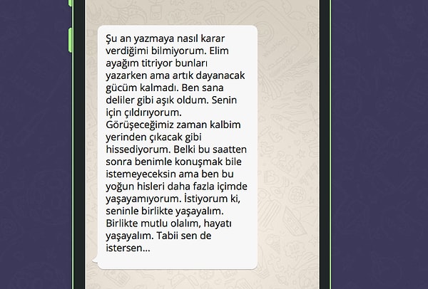 İşte WhatsApp'tan platonik aşkının atacağı mesaj;