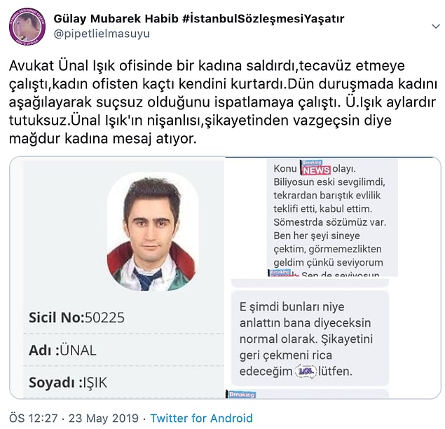 Avukat Ünal Işık'ın ise daha önce de cinsel saldırı iddiaları ile gündeme geldiği ortaya çıktı...