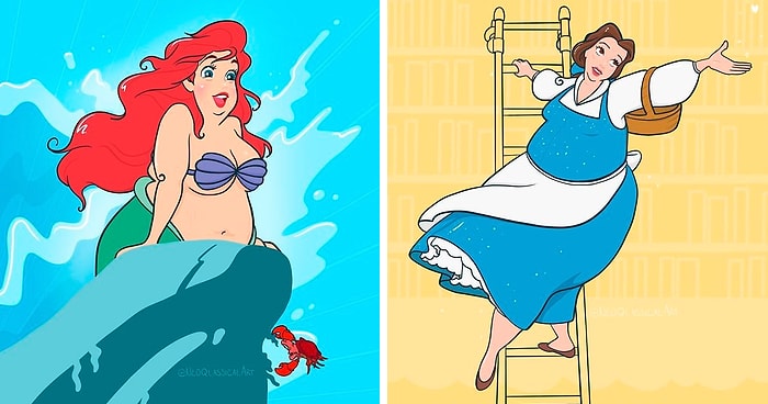 В таком теле их еще никто не видел! Художница создает новые образы для принцесс Диснея