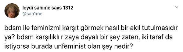 Ve tartışma da tam olarak burada başladı: Feminizm ve BDSM birlikte düşünülebilir mi yoksa düşünülemez mi?