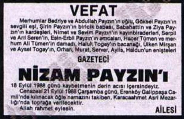 Eleştiri sonrası Payzın, MHP'li yönetici tarafından babasının ölüm ilanı ile tehdit edildi.