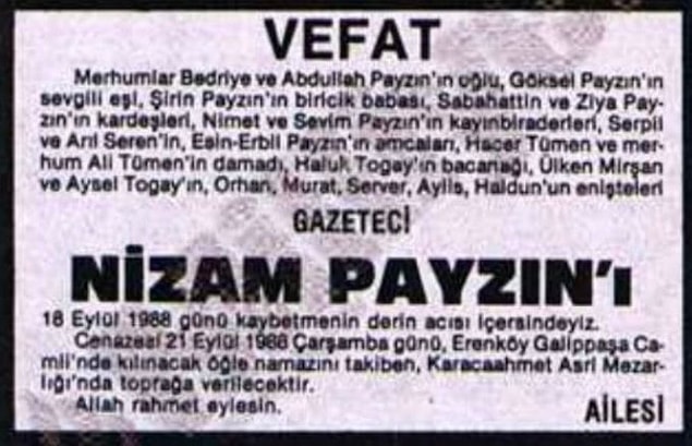 Eleştiri sonrası Payzın, MHP'li yönetici tarafından babasının ölüm ilanı ile tehdit edildi.
