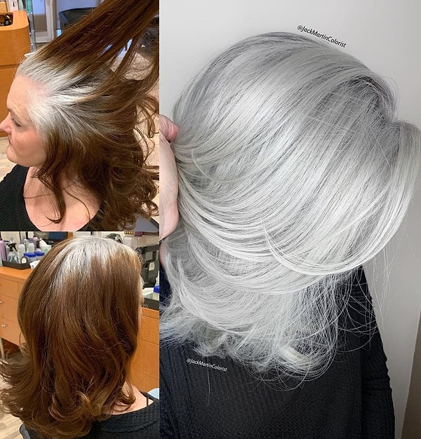 Кроме того, они перестают прятать свою седину, а наоборот — выставляют её напоказ