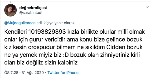 Dünyada başka hiçbir dert kalmamış gibi kızlık zarına ve bekaret olgusuna kafayı takıp ahlak kriterlerini bunun üzerinden yürüten kişilere çok güzel cevaplar da geldi.